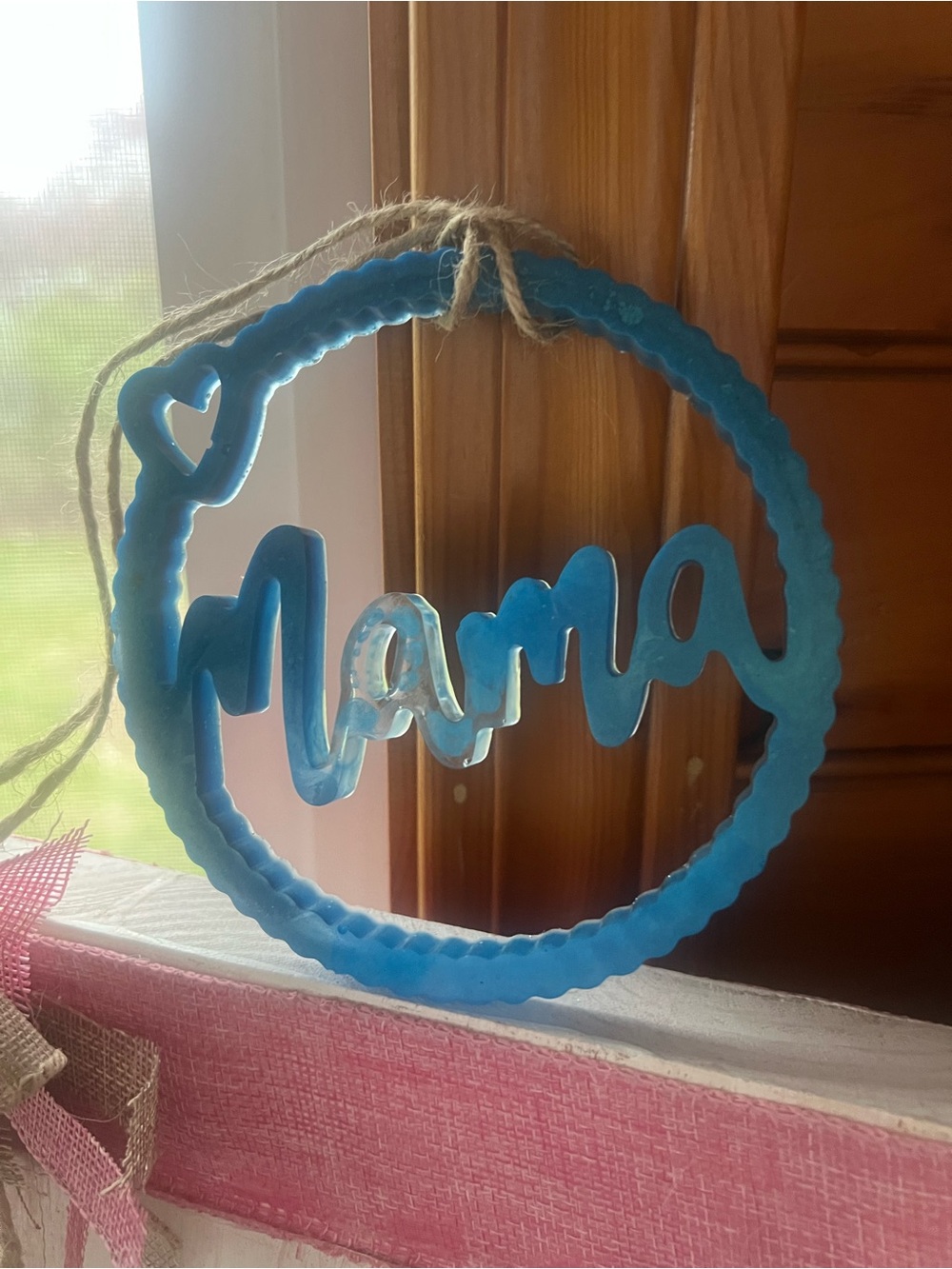 Blue "Mama"  Resin Hanging Ornament